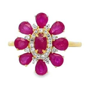Floral Ruby Diamond Ring
