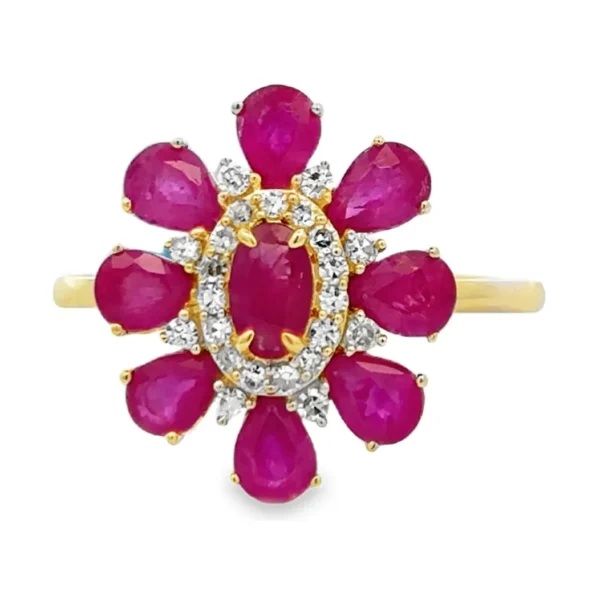 Floral Ruby Diamond Ring