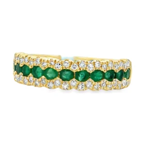 Emerald Diamond Band Ring