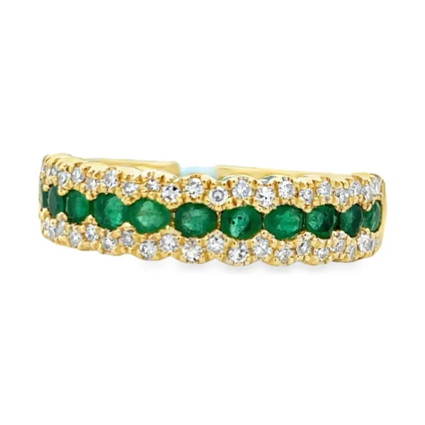 Emerald Diamond Band Ring