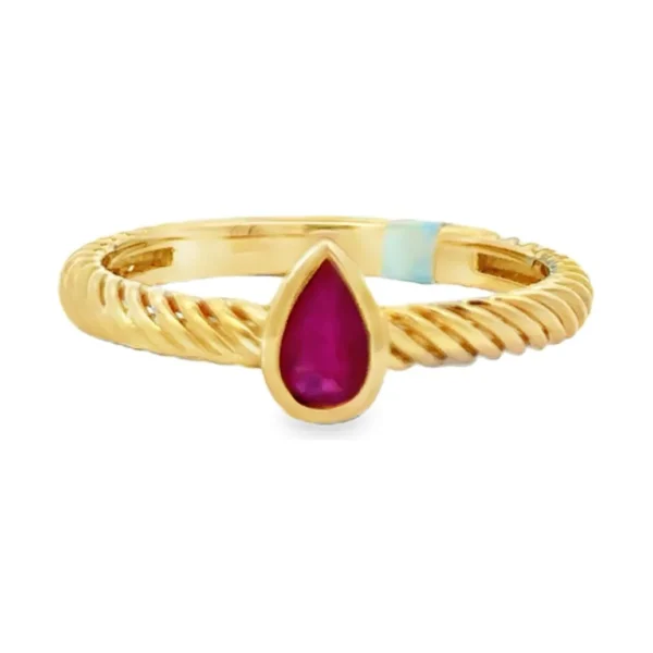 Pear Ruby Twisted Ring