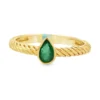 Pear Emerald Twisted Ring