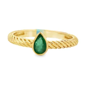 Pear Emerald Twisted Ring