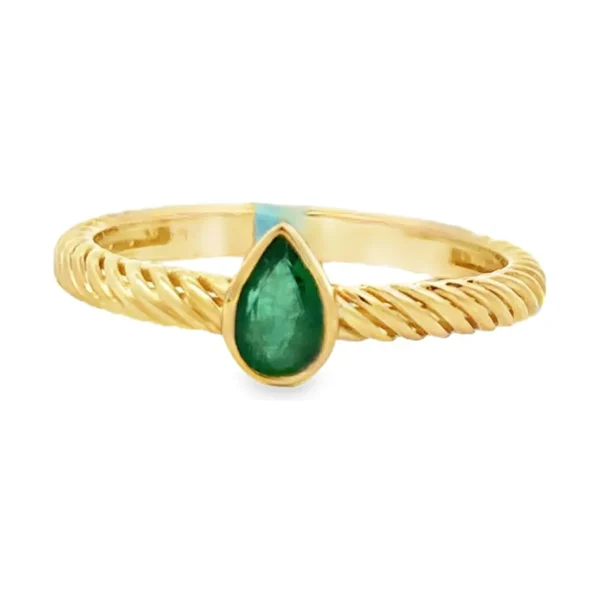 Pear Emerald Twisted Ring
