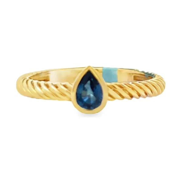 Pear Sapphire Cable Ring