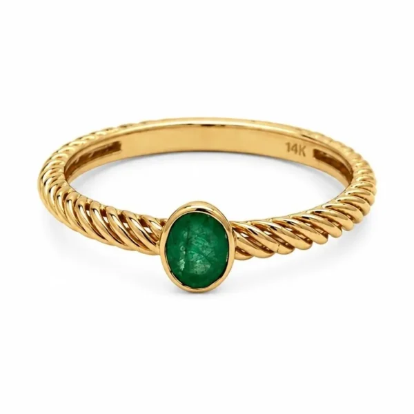 Oval Emerald Twisted Ring