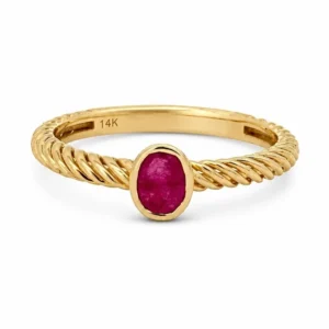 Oval Gemstone Rope Ring