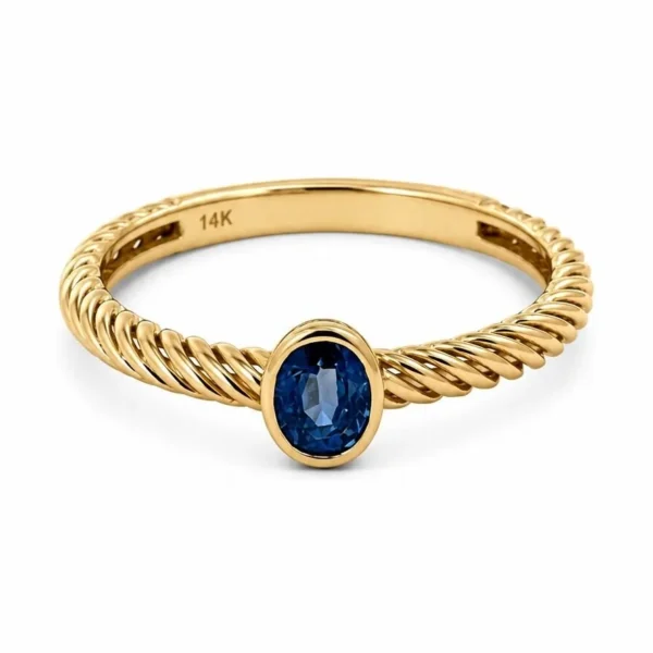 Oval Sapphire Cable Ring