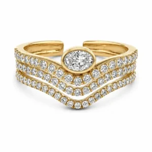 Oval Chevron Diamond Ring