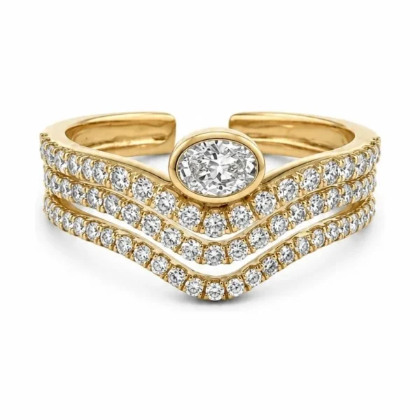 Oval Chevron Diamond Ring