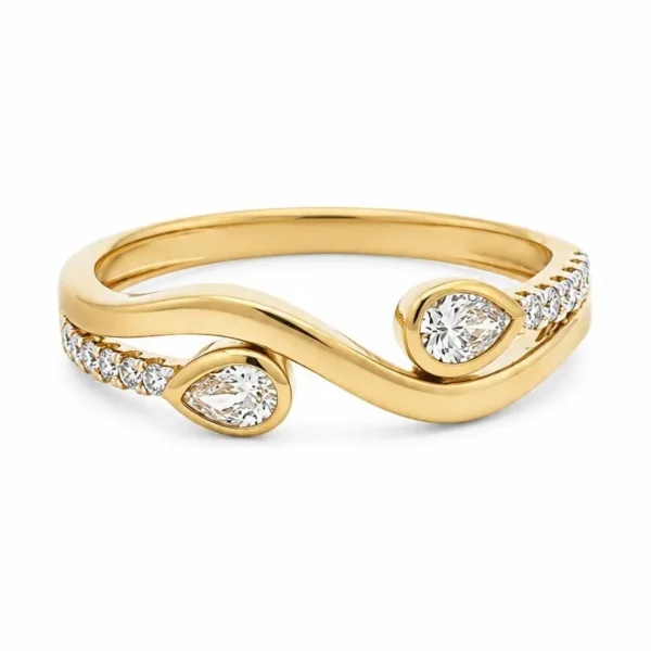 Pear Diamond Bypass Ring