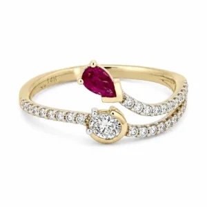 Pear Ruby Bypass Ring