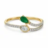 Emerald Diamond Bypass Ring