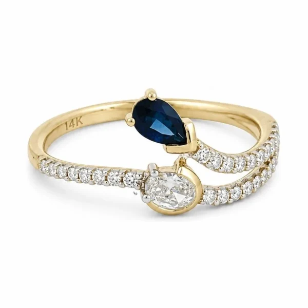 Pear Sapphire Bypass Ring