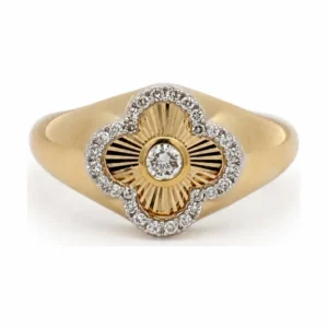 Clover Diamond Signet Ring
