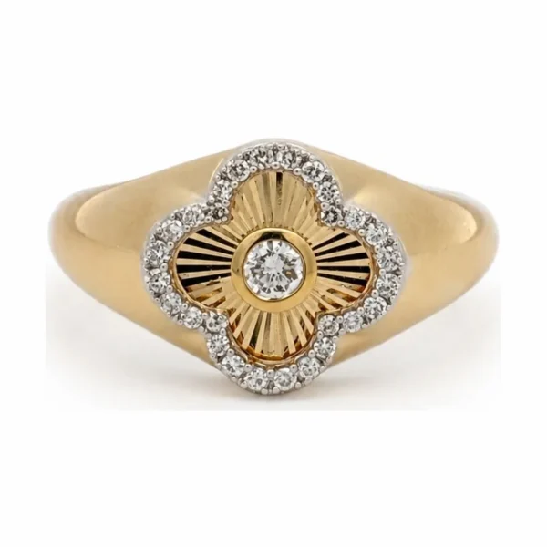 Clover Diamond Signet Ring