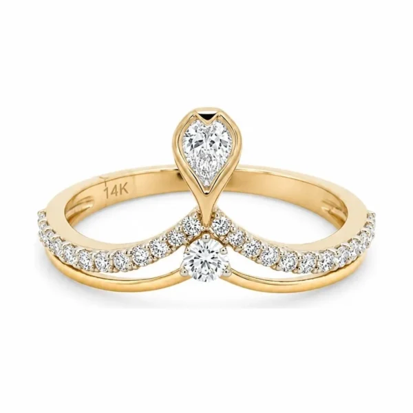 Chevron Pear Diamond Ring