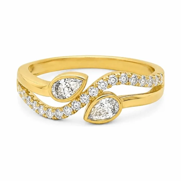 Pear Diamond Bypass Ring