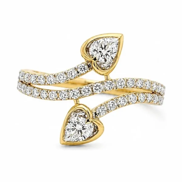 Heart Diamond Bypass Ring