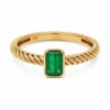 Emerald Solitaire Rope Ring