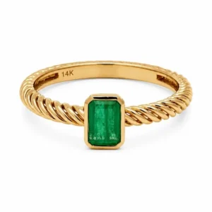Emerald Solitaire Rope Ring