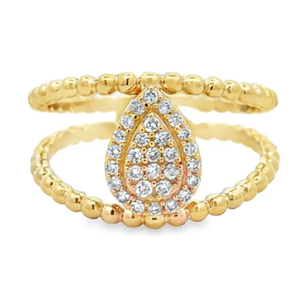 Pear Diamond Beaded Ring