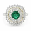 Emerald Diamond Halo Ring