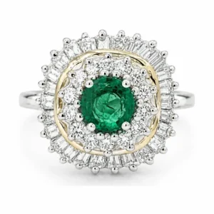 Emerald Diamond Halo Ring