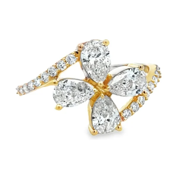Pear Floral Diamond Ring