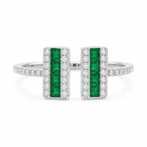 Emerald Diamond Open Ring