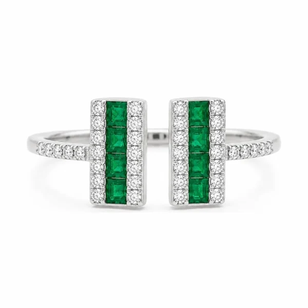 Emerald Diamond Open Ring
