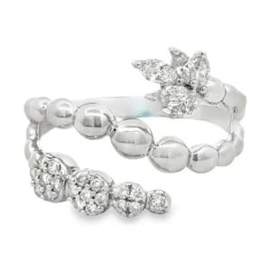 Beaded Diamond Bypass Ring