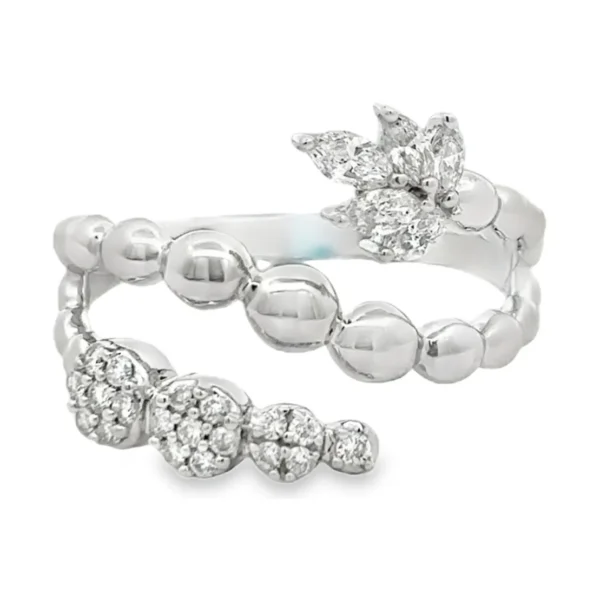 Beaded Diamond Bypass Ring