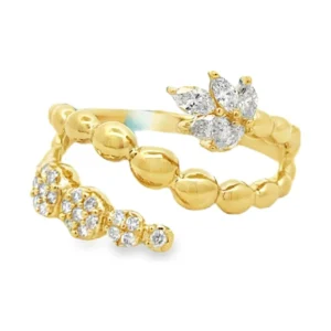 Beaded Diamond Bypass Ring